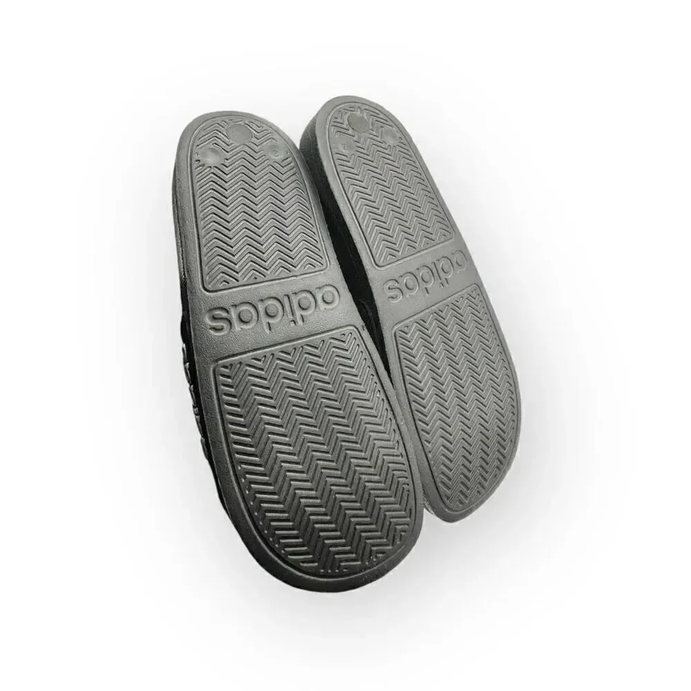 NWT Adidas Kids Adilette Shower K Comfort Slide Black White Size 2